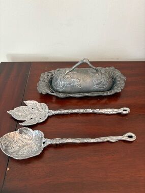 Arthur Court Vintage 2001 Aluminum Butter Dish & Lid - Grape Vines